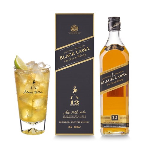 Johnnie Walker Black Label Old Scotch Whisky 70cl With Branded Highball Glass - Shop Today